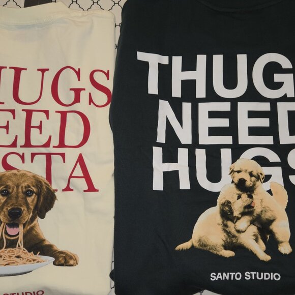 Santo Studio "Thugs Need Hugs / Pasta" Size Med Crewneck Sweatshirt + Tee NWT - Picture 7 of 7
